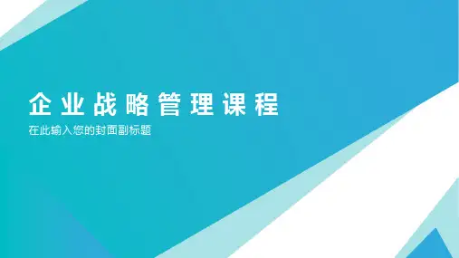 企 业 战 略 管 理 课 程：第六章 扩张战略
