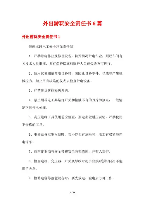 外出游玩安全责任书6篇