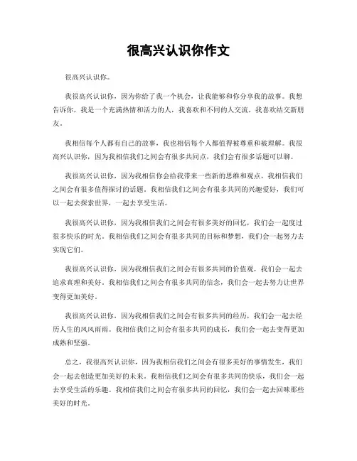 很高兴认识你作文