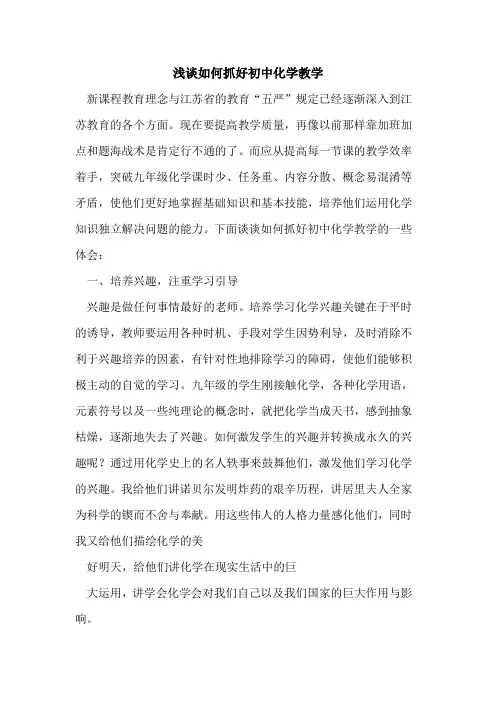 如何抓好初中化学教学