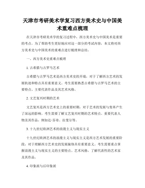 天津市考研美术学复习西方美术史与中国美术重难点梳理