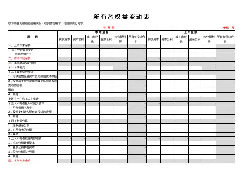 所有者权益变动表