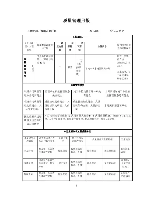 11月质量管理月报(1)