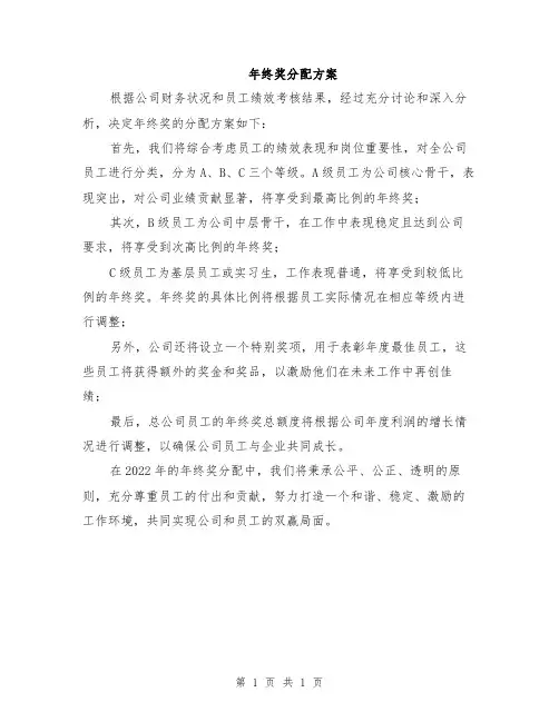 年终奖分配方案