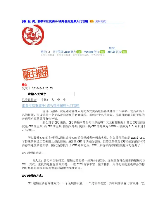 教程-菜鸟轻松超频入门攻略