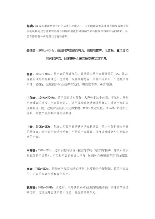 31段EQ均衡器的调整合理区