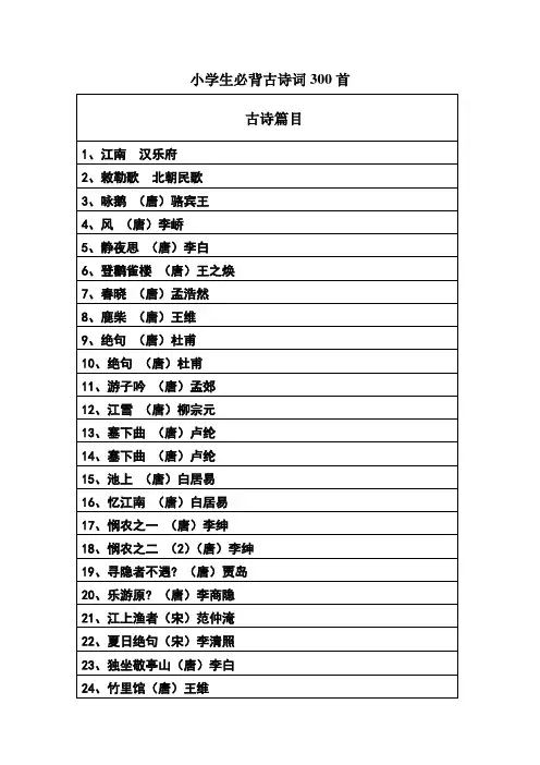 小学生必背古诗词300首