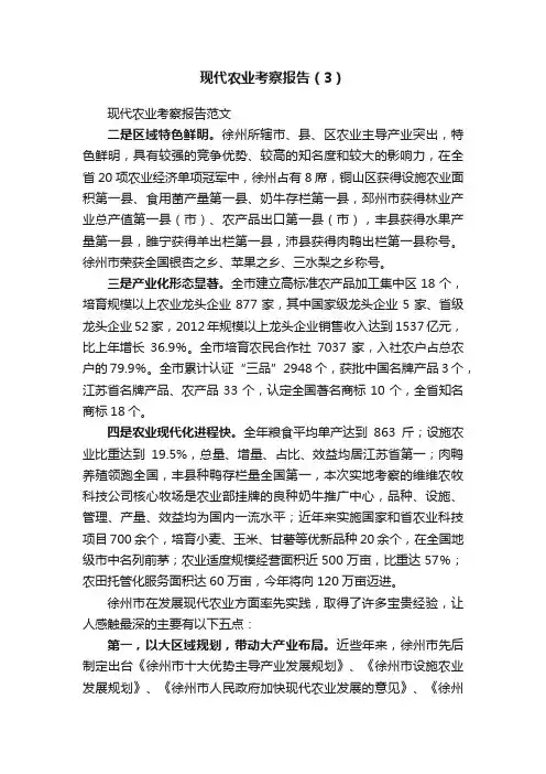 现代农业考察报告（3）