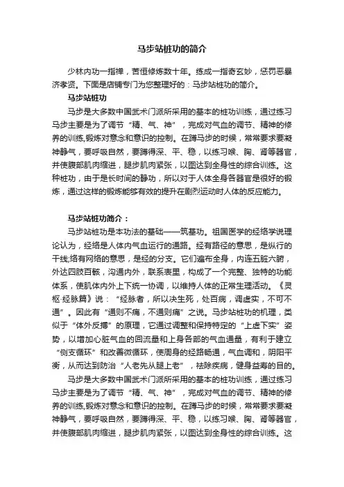 马步站桩功的简介