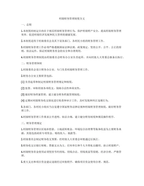 村级财务管理制度全文