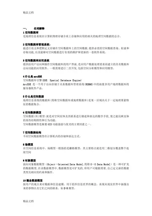 最新空间数据库复习资料整理v3