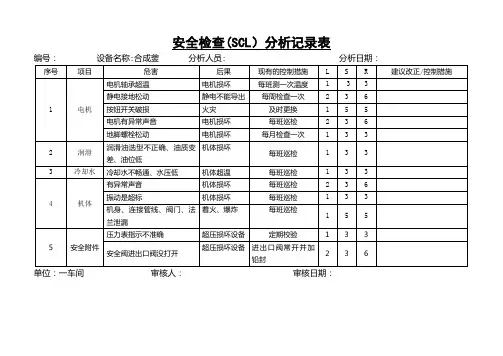 安全检查(SCL)分析记录表(一)