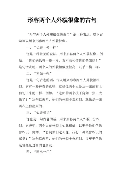 形容两个人外貌很像的古句