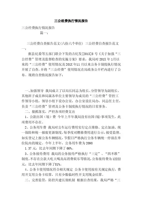 三公经费执行情况报告
