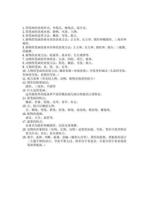 简笔画考纲