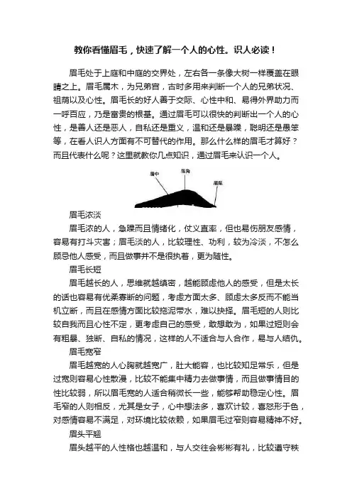 教你看懂眉毛，快速了解一个人的心性。识人必读！