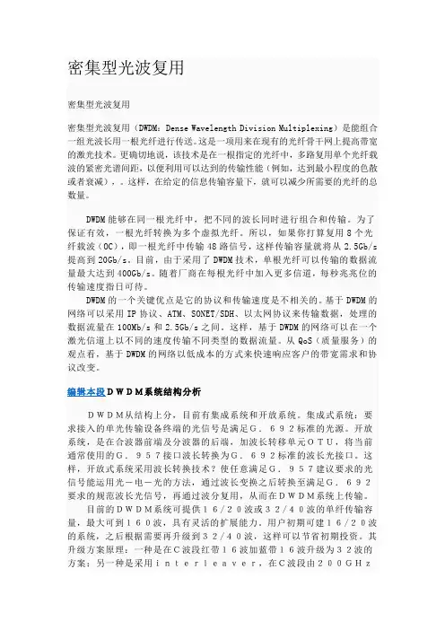 密集型光波复用.DWDM