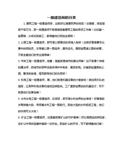一级建造师的分类