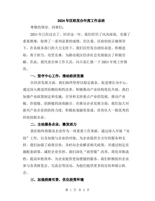 2024年区经发办年度工作总结