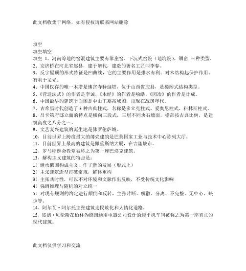 东大建筑考研试题目整合上课讲义
