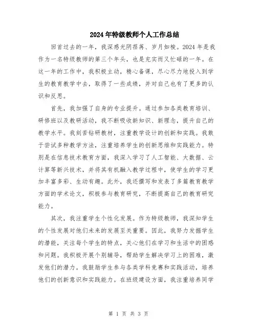 2024年特级教师个人工作总结