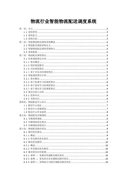 物流行业智能物流配送调度系统