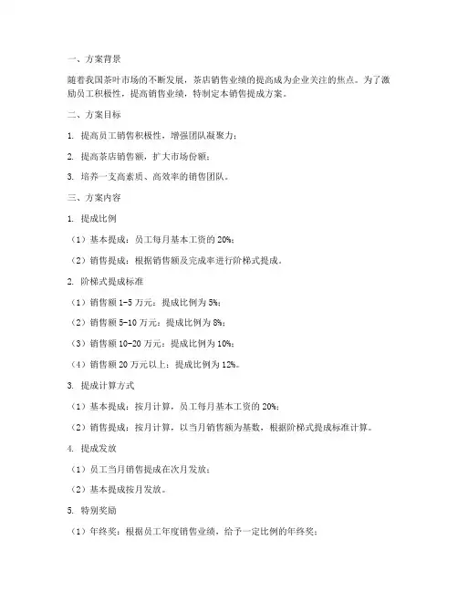 茶店销售提成方案