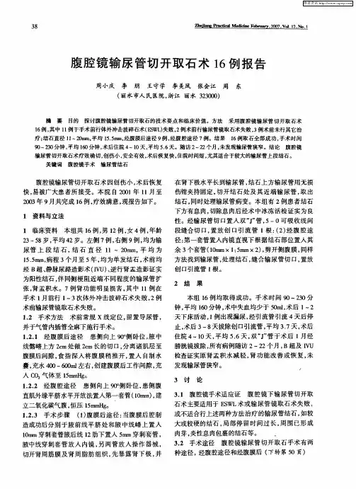腹腔镜输尿管切开取石术16例报告