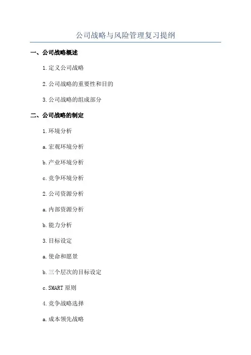 公司战略与风险管理复习提纲