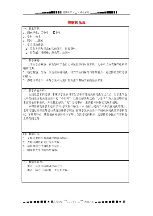 二级美术上册《美丽的昆虫》教案3 湘教版