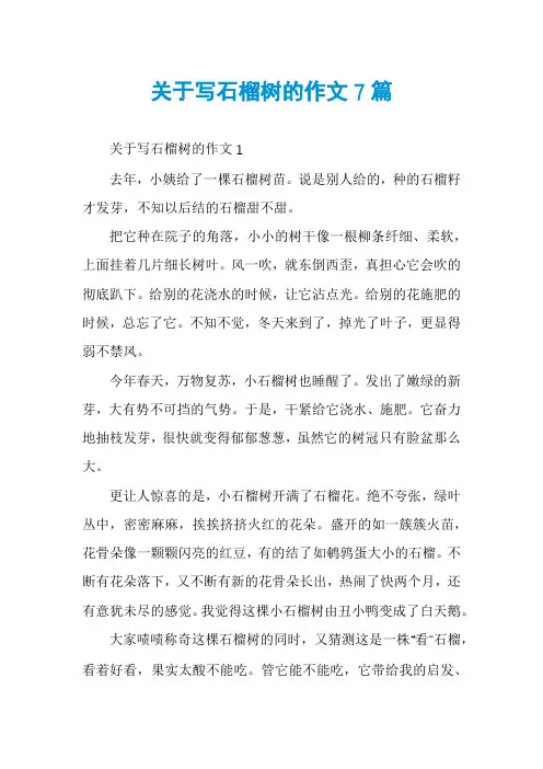 关于写石榴树的作文7篇