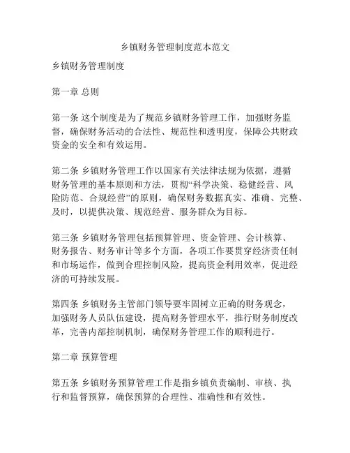 乡镇财务管理制度范本范文