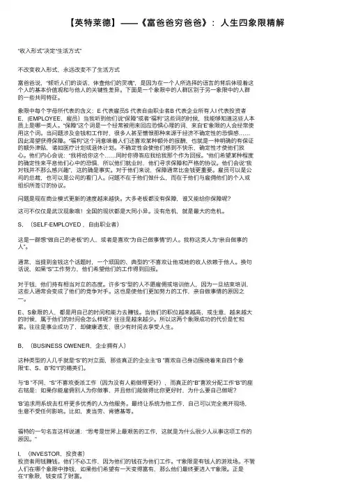 【英特莱德】——《富爸爸穷爸爸》：人生四象限精解