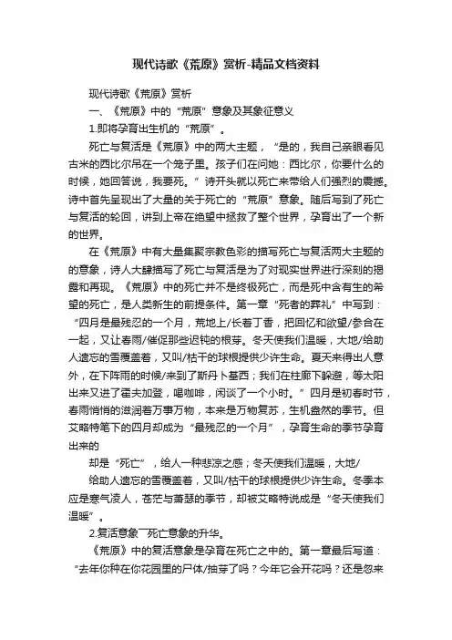 现代诗歌《荒原》赏析-精品文档资料