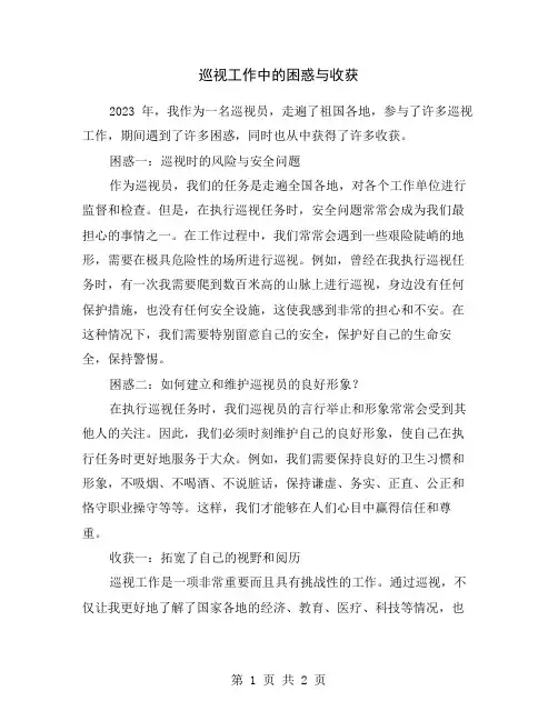 巡视工作中的困惑与收获