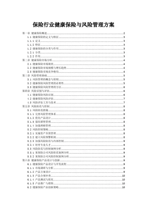 保险行业健康保险与风险管理方案