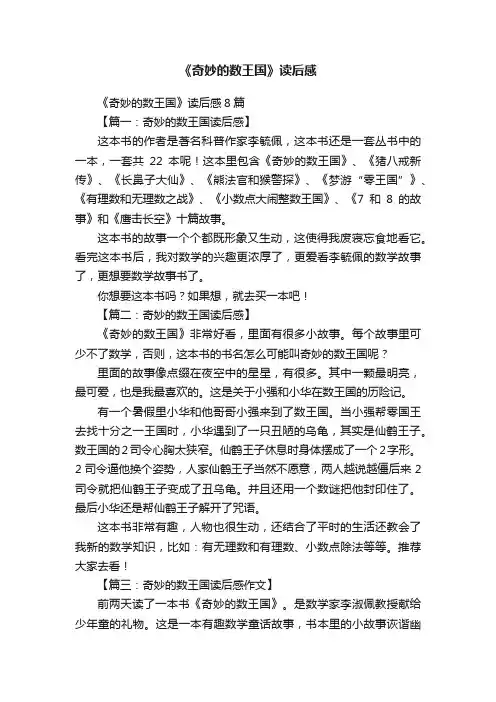 《奇妙的数王国》读后感