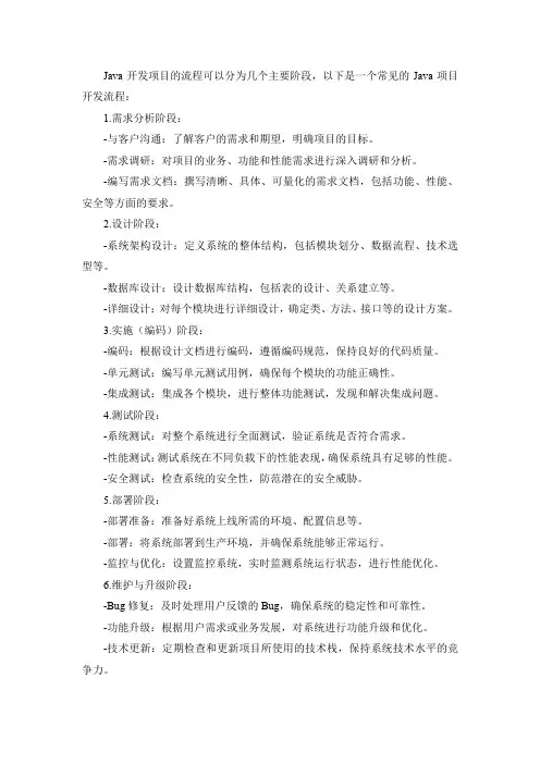 java开发项目的流程