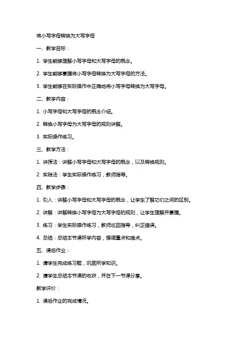 教案小写字母换为大写字母