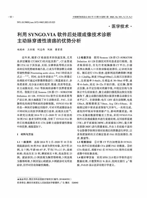 利用SYNGO.VIA软件后处理成像技术诊断主动脉穿透性溃疡的优势分析