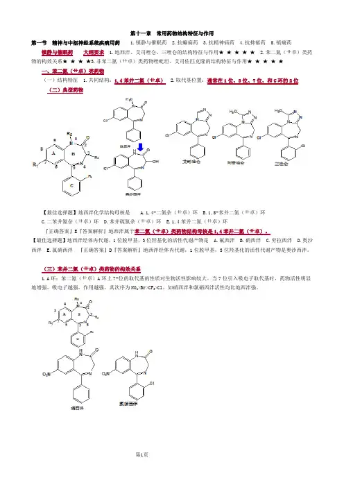 执业西药师考试《药学专业知识一》第十一章 常用药物结构特征与作用