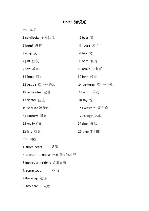 Unit 1知识点(苏教5年级上)