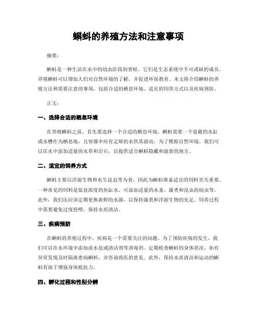 蝌蚪的养殖方法和注意事项