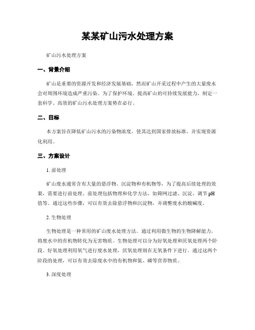 某某矿山污水处理方案