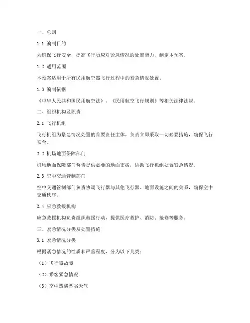 飞行员紧急处置预案模板