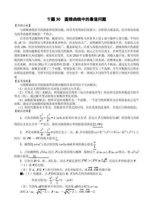 微专题-圆锥曲线中的最值问题(解析版)
