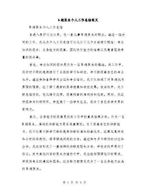 b超医生个人工作总结范文(二篇)