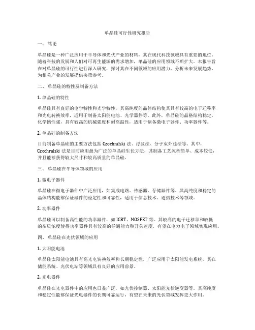 单晶硅可行性研究报告