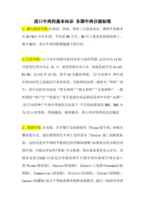 进口牛肉的基本知识 各国牛肉分级标准