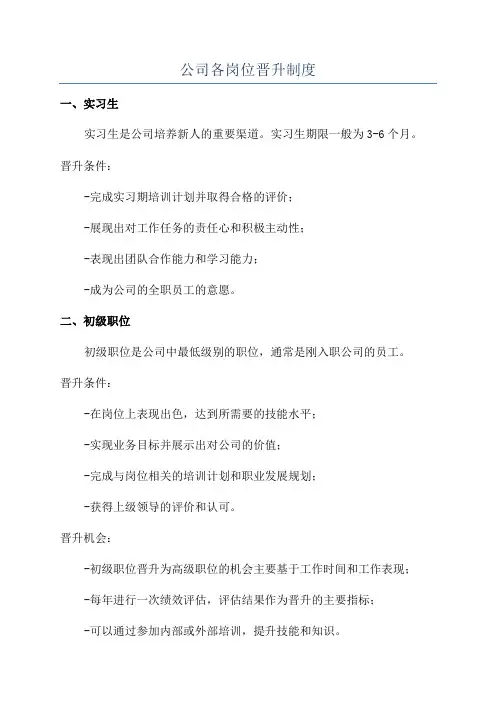 公司各岗位晋升制度